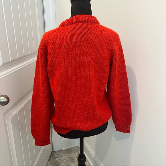 Handmade Reddish Orange Knit Sweater - Picture 4 of 4